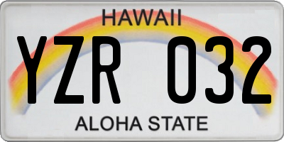 HI license plate YZR032
