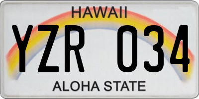HI license plate YZR034