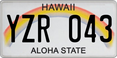 HI license plate YZR043
