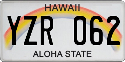 HI license plate YZR062