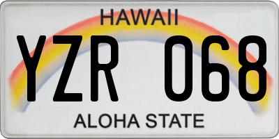 HI license plate YZR068