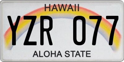 HI license plate YZR077
