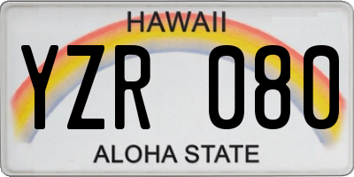 HI license plate YZR080