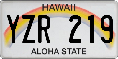 HI license plate YZR219