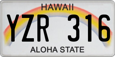 HI license plate YZR316