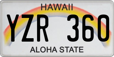 HI license plate YZR360