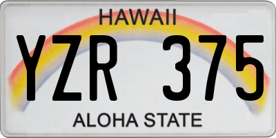 HI license plate YZR375