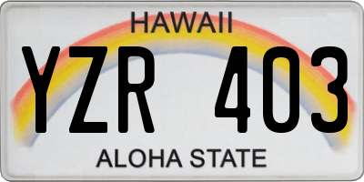 HI license plate YZR403