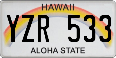 HI license plate YZR533
