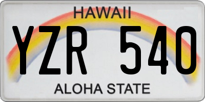 HI license plate YZR540