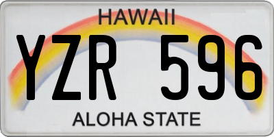 HI license plate YZR596