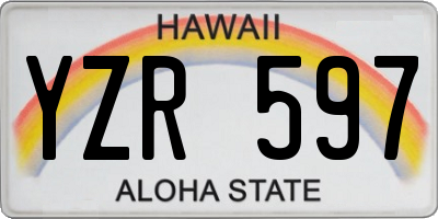 HI license plate YZR597