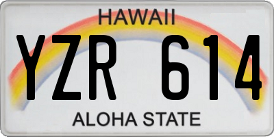 HI license plate YZR614