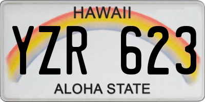 HI license plate YZR623