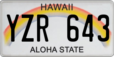 HI license plate YZR643