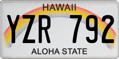 HI license plate YZR792