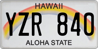 HI license plate YZR840