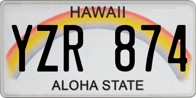 HI license plate YZR874