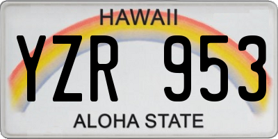 HI license plate YZR953