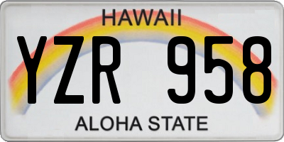 HI license plate YZR958