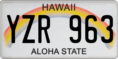 HI license plate YZR963