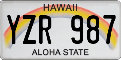 HI license plate YZR987