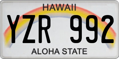 HI license plate YZR992