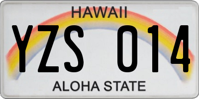 HI license plate YZS014