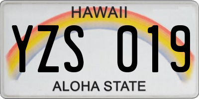 HI license plate YZS019