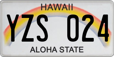 HI license plate YZS024