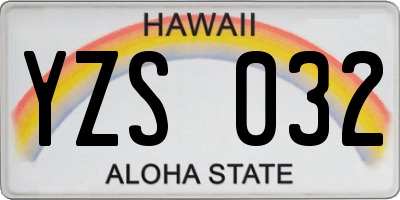 HI license plate YZS032
