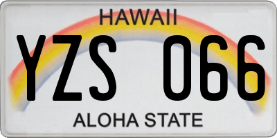 HI license plate YZS066