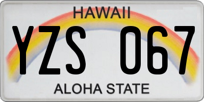 HI license plate YZS067