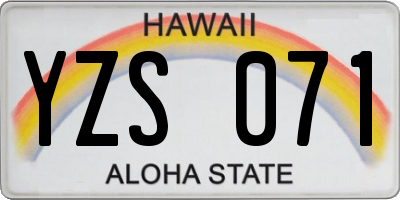 HI license plate YZS071