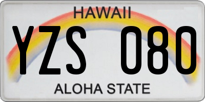 HI license plate YZS080