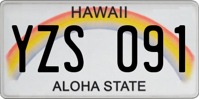 HI license plate YZS091