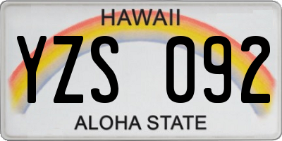 HI license plate YZS092