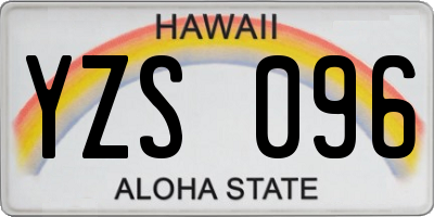 HI license plate YZS096