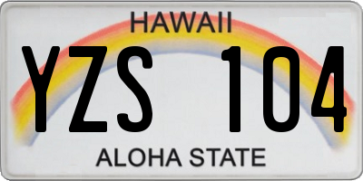 HI license plate YZS104