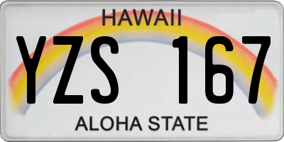 HI license plate YZS167