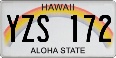 HI license plate YZS172