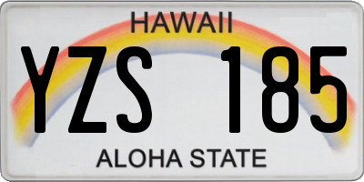 HI license plate YZS185