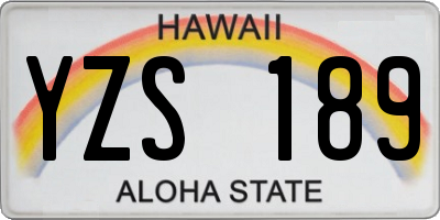 HI license plate YZS189