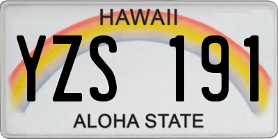 HI license plate YZS191