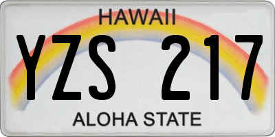 HI license plate YZS217