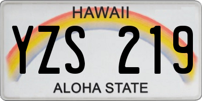 HI license plate YZS219