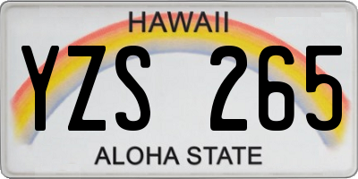 HI license plate YZS265