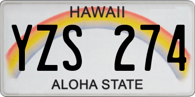 HI license plate YZS274