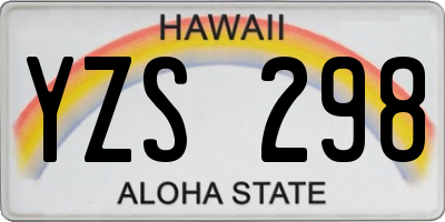 HI license plate YZS298