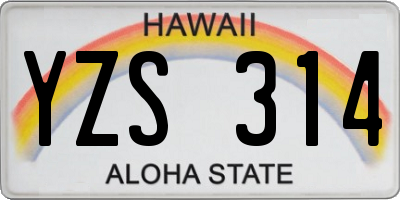 HI license plate YZS314